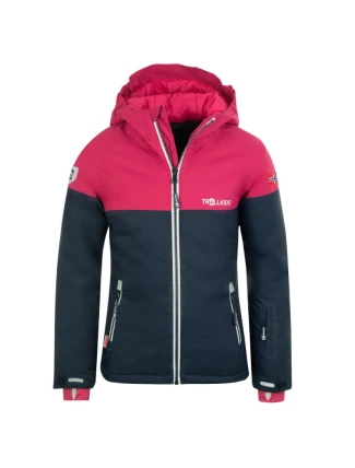 Trollkids Dívčí bunda s kapucí Hallingdal Navy blue/pink (223-114)