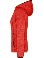 Daiber JN 588 Dámská pletená fleecová bunda s kapucí 02.0588 red melange/black Daiber JN 588 Dámská pletená fleecová bunda s kapucí 02.0588 red melange/black