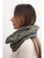 Dámský pletený měkký melírovaný zimní šál KN25 jeansový+khaki