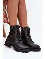 Kožené dámské kotníčkové boty na klínku vyhřívané Vinceza 86418 Černé