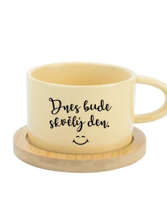 DNES BUDE SKVĚLÝ DEN - žlutý hrníček makronka 200 ml