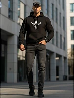 Pánská mikina s potiskem býčí lebky černá FashionStreet NX0060B