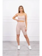 Souprava s kalhotami s vysokým pasem béžové barvy Souprava s kalhotami s vysokým pasem béžové barvy