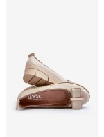 Kožené baleríny na platformě s ozdobou krémové Lewski 3384 Kožené baleríny na platformě s ozdobou krémové Lewski 3384