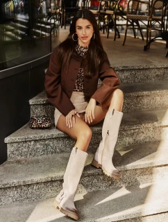 Dámské Semišové Kozačky Před Koleno Lewski 3615 Cappucino