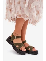 Dámské sandály na platformě z eko kůže tmavě zelené Gevinniser