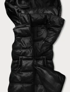 Teplá černá dámská vesta z eko kůže (D-3231-1)