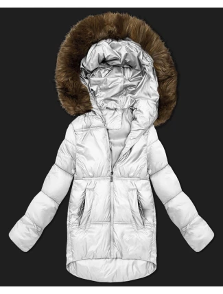 Bílá dámská bunda typu bublina s kapucí S'West (B8280-26)