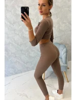 Žebrovaný komplet krátký top mocca Žebrovaný komplet krátký top mocca