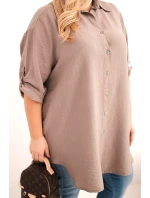 Dámská košile Plus Size z viskózy s delším zadním dílem fango