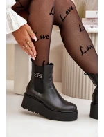 Zazoo 60498 Dámské Botky Chelsea Na Platformě A Klínu Černé