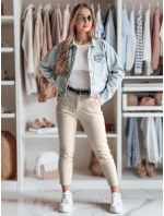 Dámské kalhoty slim fit s páskem TAIRONIK light beige FashionStreet UY2546