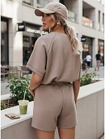 Dámská letní souprava s motýlem z měkké viskózy v barvě moka FashionStreet AY1190