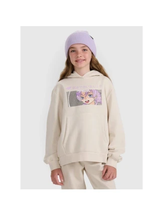 Dívčí nepruhovaná mikina s kapucí 4F 4FJRAW25TSWSF2294-11S