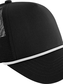 Beechfield B 633 5 panelová Trucker kšiltovka "Rope" 53.0633 black/white