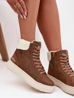 Dámské zimní boty s kožíškem Lee Cooper – hnědé