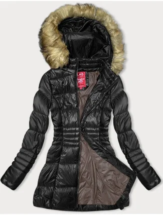 Černá dámská prošívaná bunda pro přechodné období (2M-052) Černá dámská prošívaná bunda pro přechodné období (2M-052)