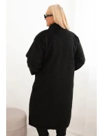 Dámský kabát Plus Size z viskózy bez zapínání s kapsami černý