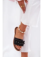 Dámské Plné Sandály S Ozdobnými Perlami Černé Aricca Dámské Plné Sandály S Ozdobnými Perlami Černé Aricca