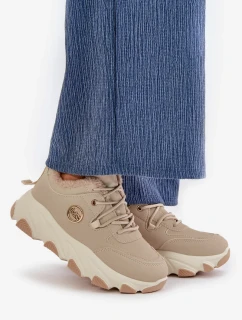 Zateplené Dámské Sportovní Boty Šněrovací Na Platformě Béžové Bialoa