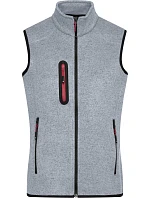 Daiber JN 773 Dámská pletená fleecová vesta se stojáčkem 02.0773 light grey melange/red