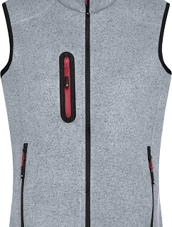 Daiber JN 773 Dámská pletená fleecová vesta se stojáčkem 02.0773 light grey melange/red