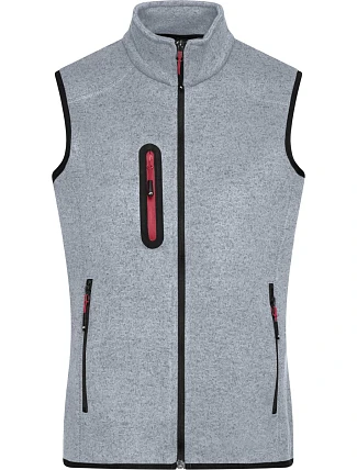 Daiber JN 773 Dámská pletená fleecová vesta se stojáčkem 02.0773 light grey melange/red