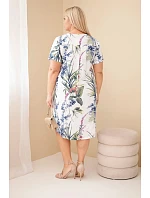 Dámské viskózové šaty Plus Size s krátkým rukávem a výstřihem na knoflíky bílá