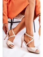 Módní sandály na vysokém podpatku Perleťově béžová Loressa Módní sandály na vysokém podpatku Perleťově béžová Loressa