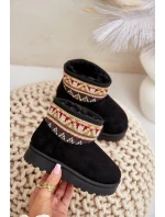 Dětské Sněhule Se Vzorovanou Vložkou Zateplené Kožíškem Černé Mirirae