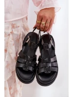 Eko kožené sandály dámské na platformě černé Nendales