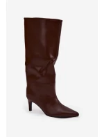 Dámské kozačky s vklouznutím vyhřívané na jehle čokoládové olivové