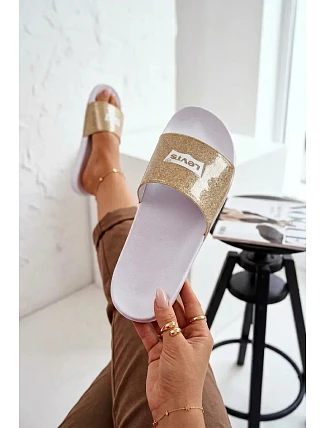 Dětské pantofle LEVI'S VPOL0251S-3923 Zlaté s brokátom