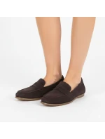 Dámské semišové mokasíny z hnědé kůže Vinceza 18122