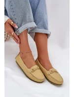 Ploché Kožené Mokasíny S Ozdobou S.Barski LR51-547 Žluté