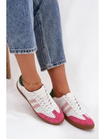 Dámské kožené tenisky ažurové Zazoo – bílo/růžové