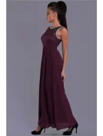 Dámské společenské šaty EVA LOLA s krajkou a kamínky dlouhé tmavě modrá Dámské společenské šaty EVA LOLA s krajkou a kamínky dlouhé tmavě modrá