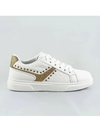 Bílo-zlaté šněrovací dámské sneakersy (RC-03) Bílo-zlaté šněrovací dámské sneakersy (RC-03)