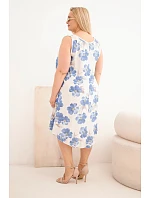 Dámské šaty Plus Size viskózové květované na ramínkách béžová