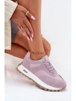 Semišové Sneakersy Na Platformě Dámské Big Star RR274900 HI-POLY SYSTEM Fialové