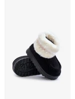 Sněhule Kotníkové Dětské S Kožešinou A Vzorem Černé Melefia