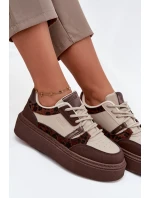 Dámské tenisky na platformě Big Star – hnědo-béžové
