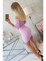 Pruhované vypasované šaty ve fialové barvě Pruhované vypasované šaty ve fialové barvě