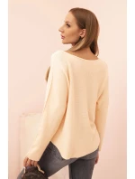 Svetr dámský s viskózou s výstřihem do V meruňkový