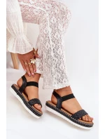 Dámské Sandály S Pletením Na Ozdobené Platformě Černé Velara Dámské Sandály S Pletením Na Ozdobené Platformě Černé Velara