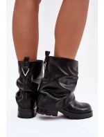 Zateplené dámské kotníkové boty s řaseným horním lemem černé Gracine