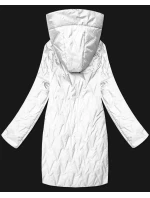 Pikowana kurtka damska z asymetrycznym dołem Goodlookin biała (B8592-26)