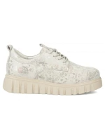 Kožené boty na platformě se stříbrnými květy DP6846 Filippo