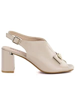 Dámské sandály na jehlovém podpatku s mašlí béžové Jezzi RMR25112-3
