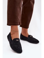 Dámské mokasíny s malým zlatým detailem černé Sarivelle